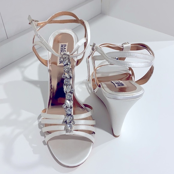 Badgley Mischka rhinestone wedge heel strap sandal - Picture 5 of 12